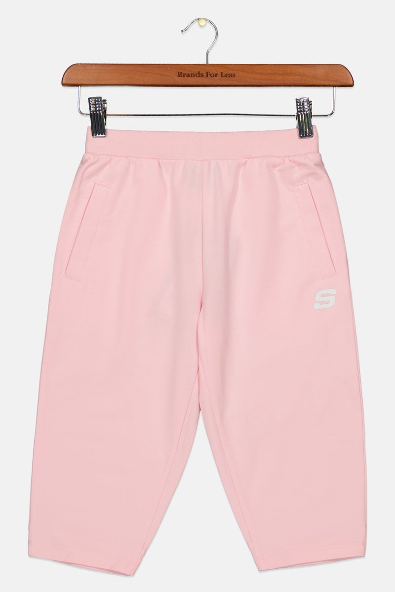 Kids Girl Sports Fit Brand Logo Pants, Pink