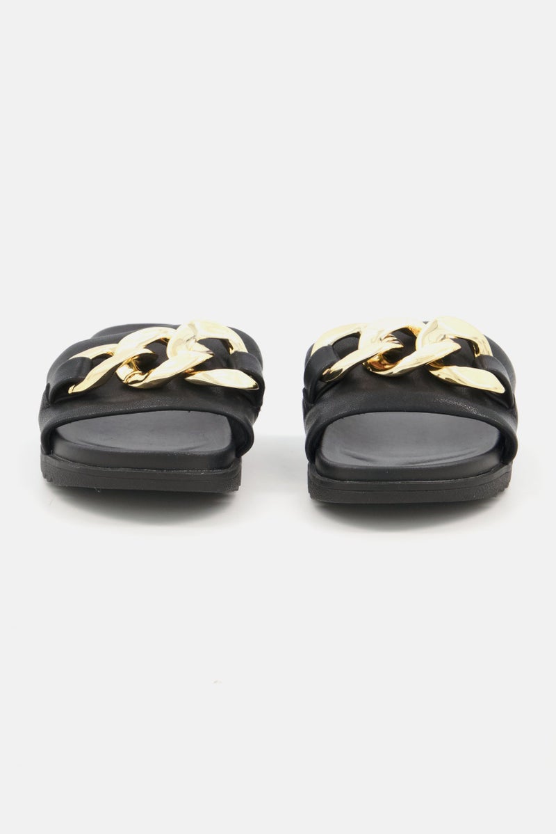 Kids Girl Slide Sandals, Black