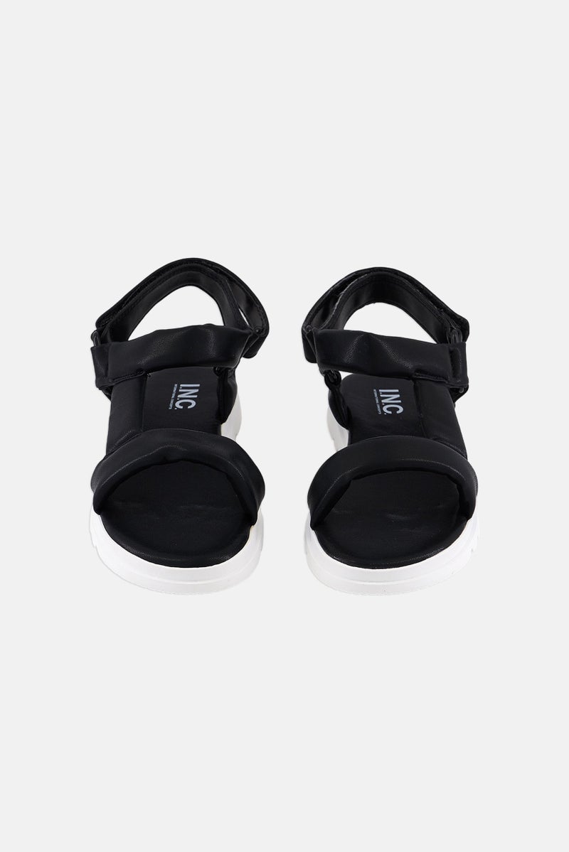 Kids Girl Velcro Closure Sandals, Black/White