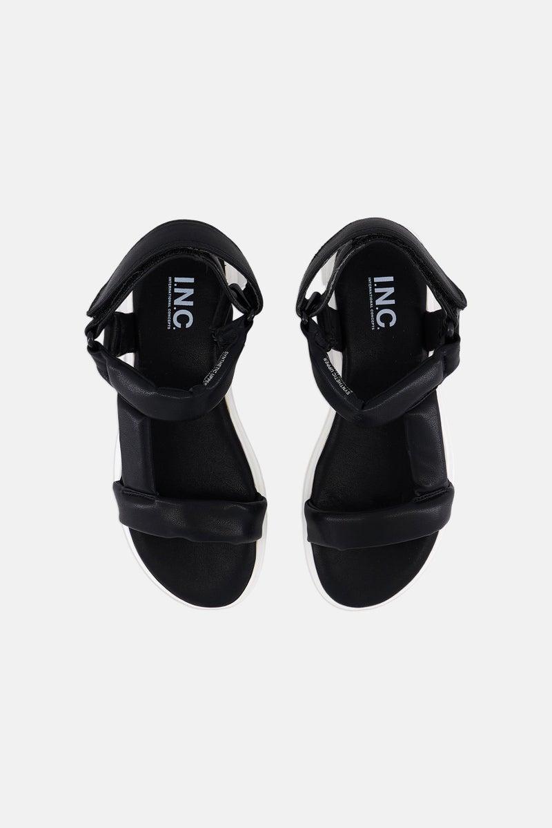 Kids Girl Velcro Closure Sandals, Black/White