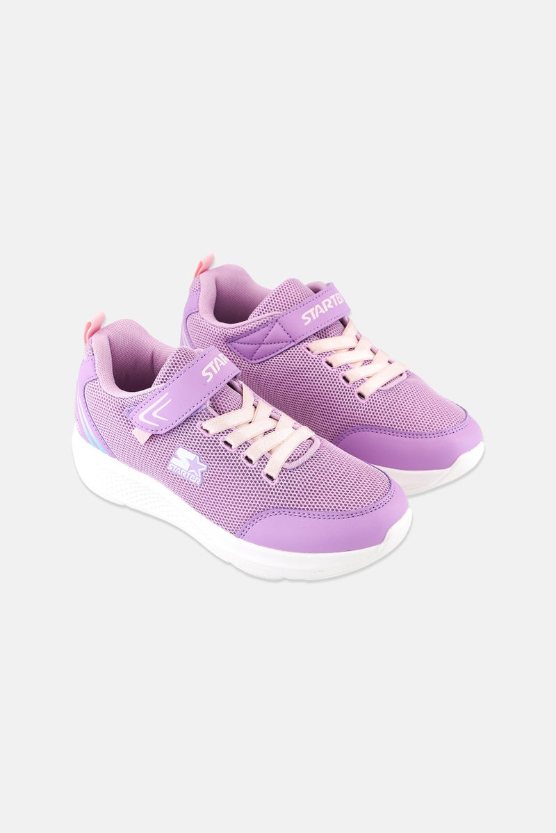 Kids Girl Brand Logo Velcro Shoes, Purple