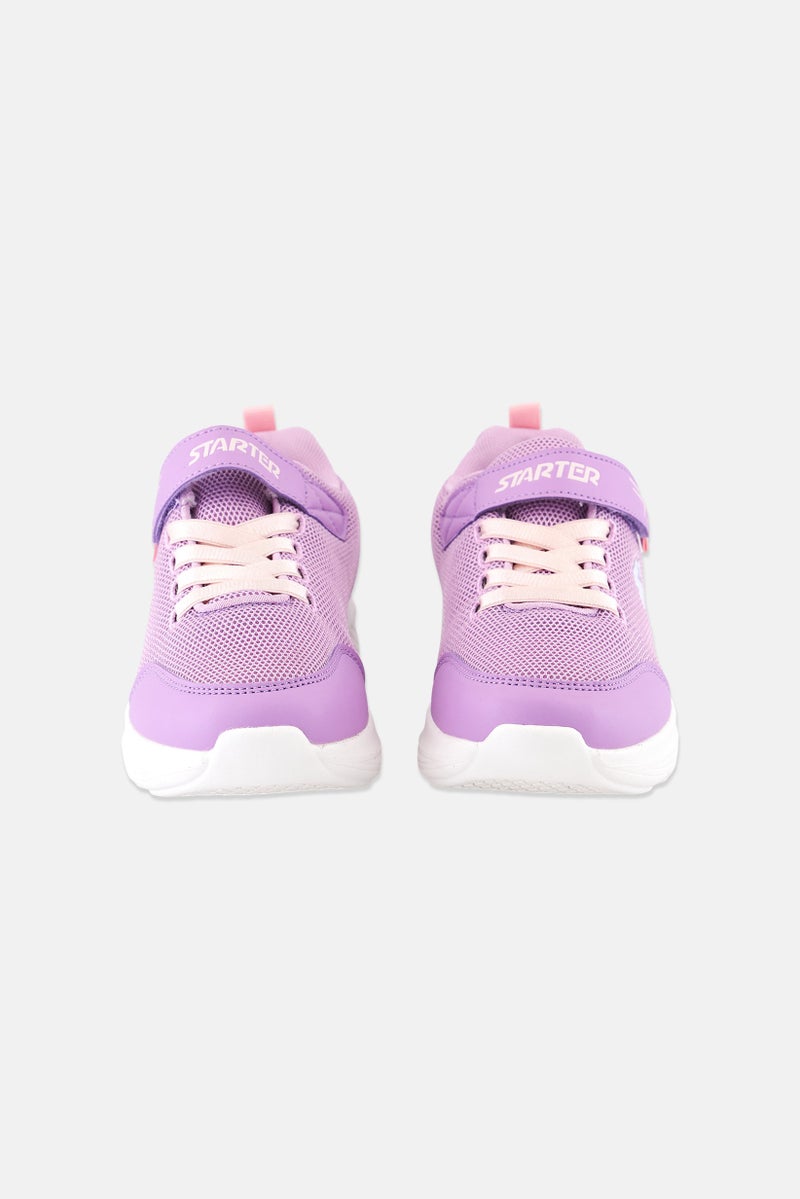 Kids Girl Brand Logo Velcro Shoes, Purple