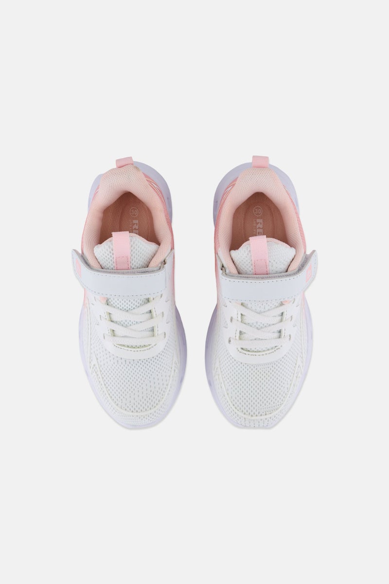 Kids Girl Velcro Closure Outdoor Shoe, White/Pink