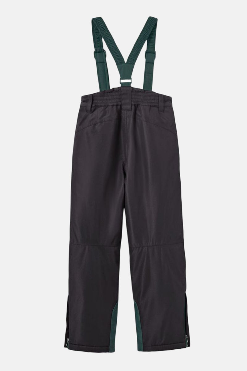 Kids Boy Solid Suspender Trouser, Black