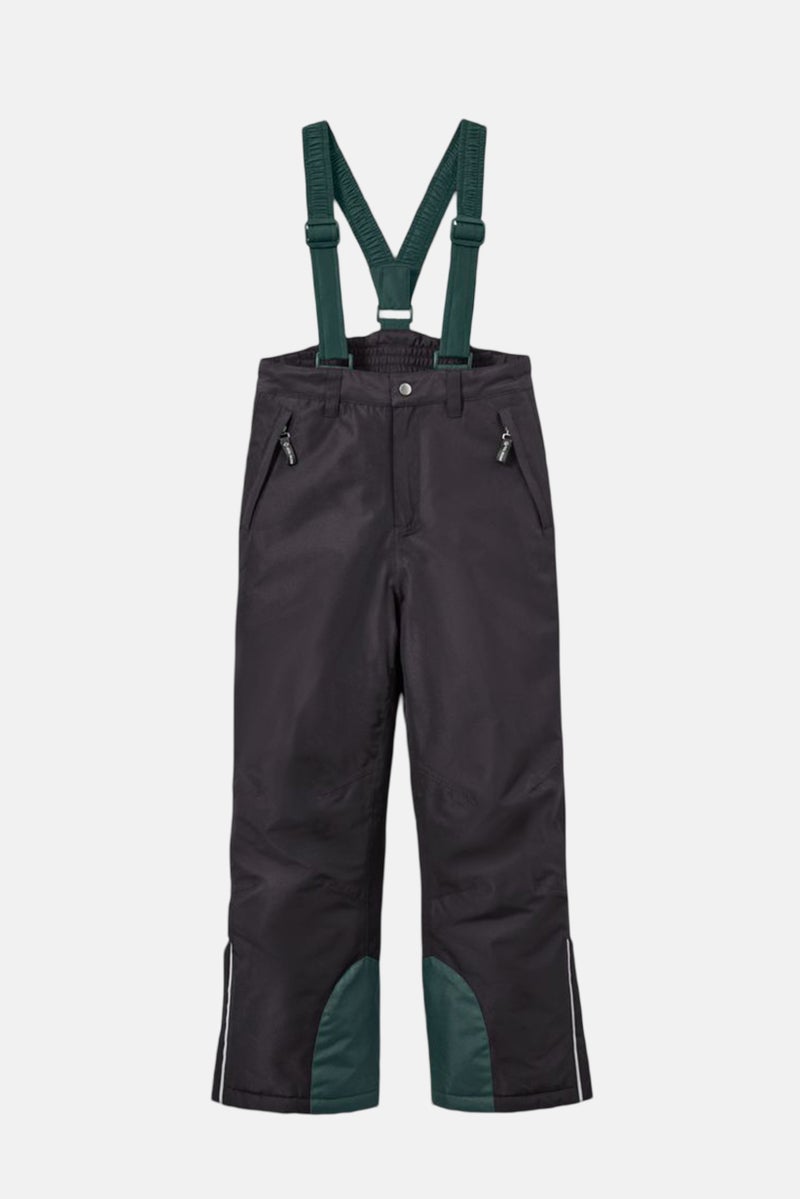 Kids Boy Solid Suspender Trouser, Black