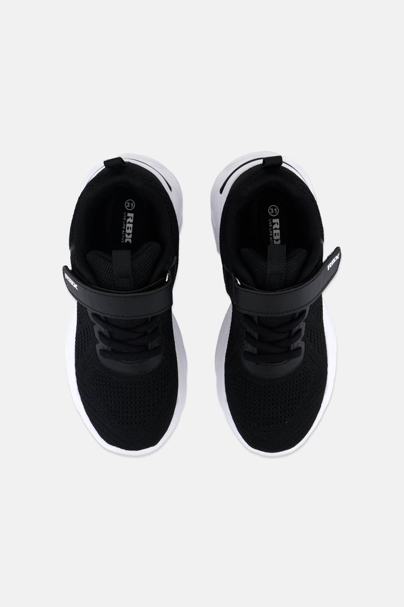 Kids Boy Brand Logo Velcro Running Shoes Black