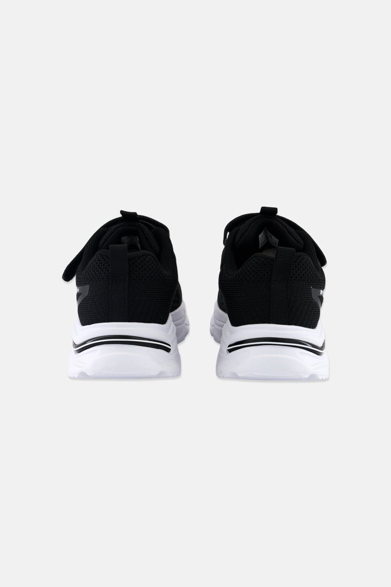 Kids Boy Brand Logo Velcro Running Shoes Black