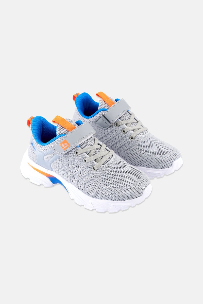 Kids Boy Velcro Shoes, Light Grey/Blue/Orange