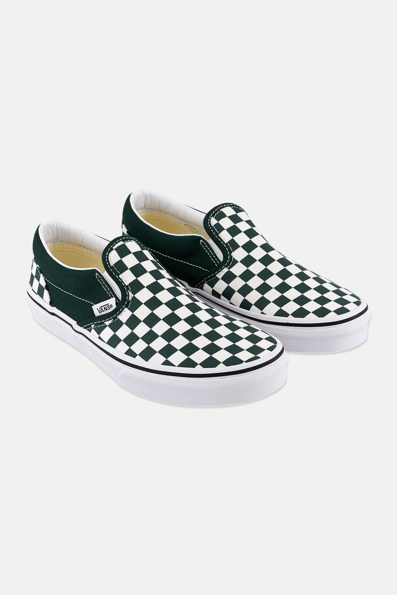 Kids Boy Checkered Slip On Shoes, Green/White