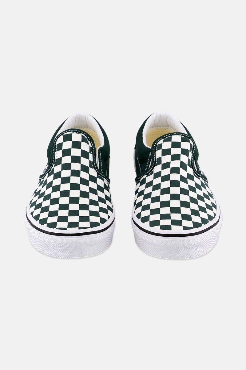 Kids Boy Checkered Slip On Shoes, Green/White