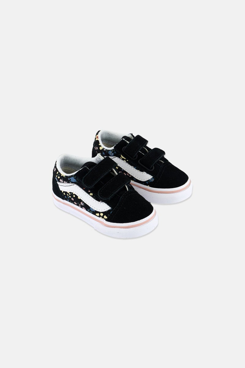 Toddlers Boy Old Skool Velcro Closure Shoes, Black/White Combo