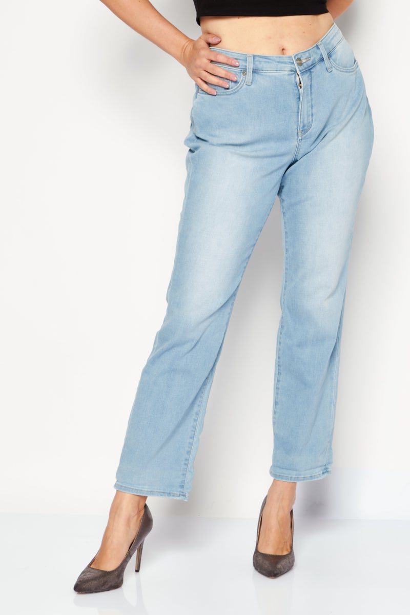 Women Sheri Slim Fit Ankle Cuff Stretchable Jeans, Light Wash Blue