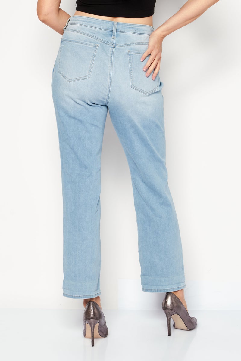 Women Sheri Slim Fit Ankle Cuff Stretchable Jeans, Light Wash Blue