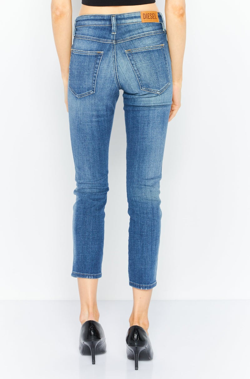 Women Slim Fit Washed Stretchable Jeans, Denim Blue