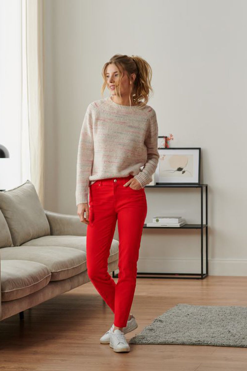 Women Slim Fit Stretchable Solid Denim Jeans, Red