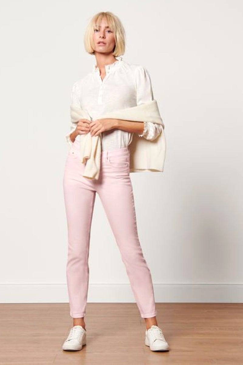 Women Regular Fit Plain Stretchable Jeans, Light Pink