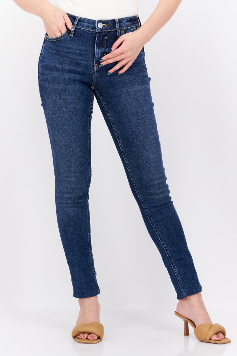 Women Skinny Fit Washed Stretchable Jeans, Navy