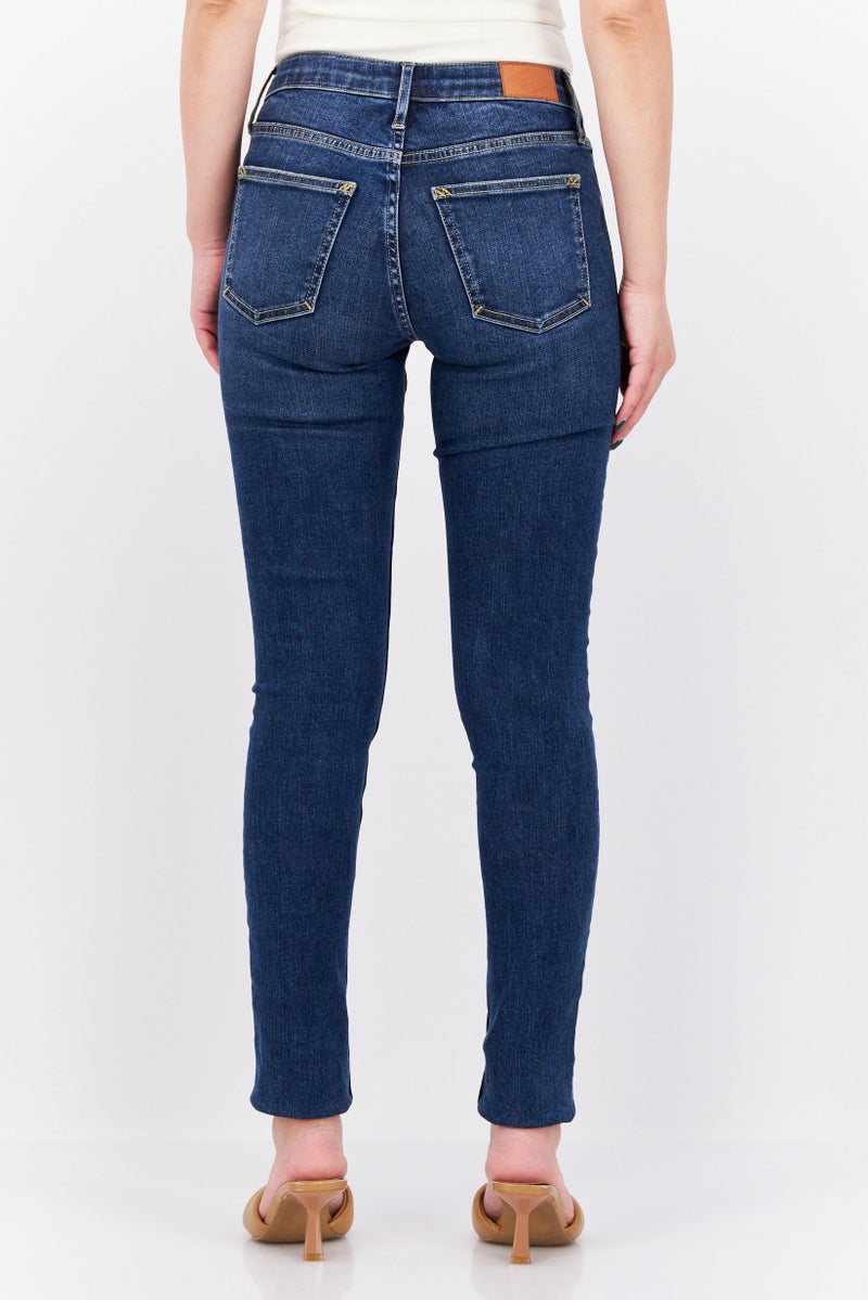 Women Skinny Fit Washed Stretchable Jeans, Navy