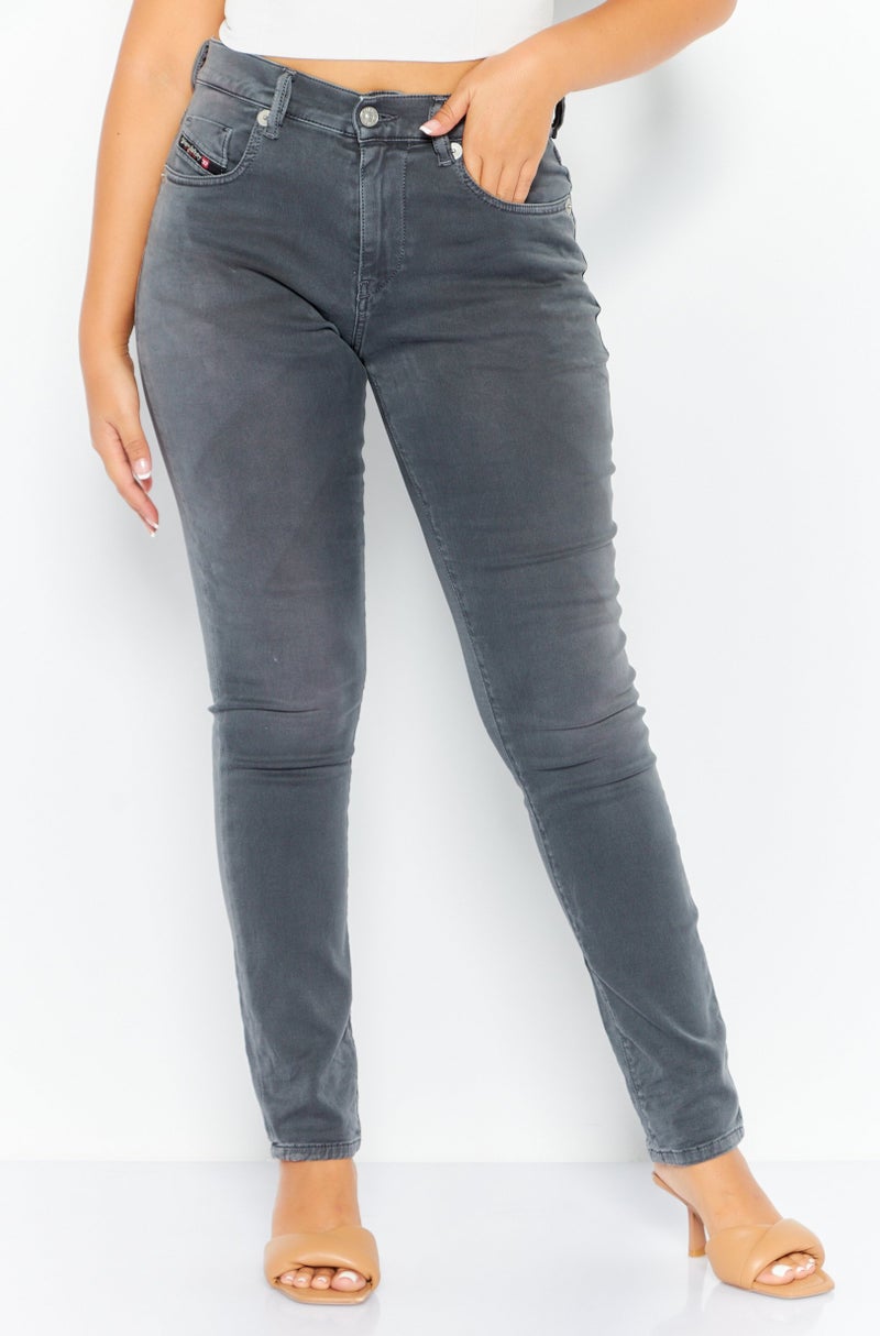 Women Skinny Fit D-Strukt Stretchable Jeans, Smoked Black