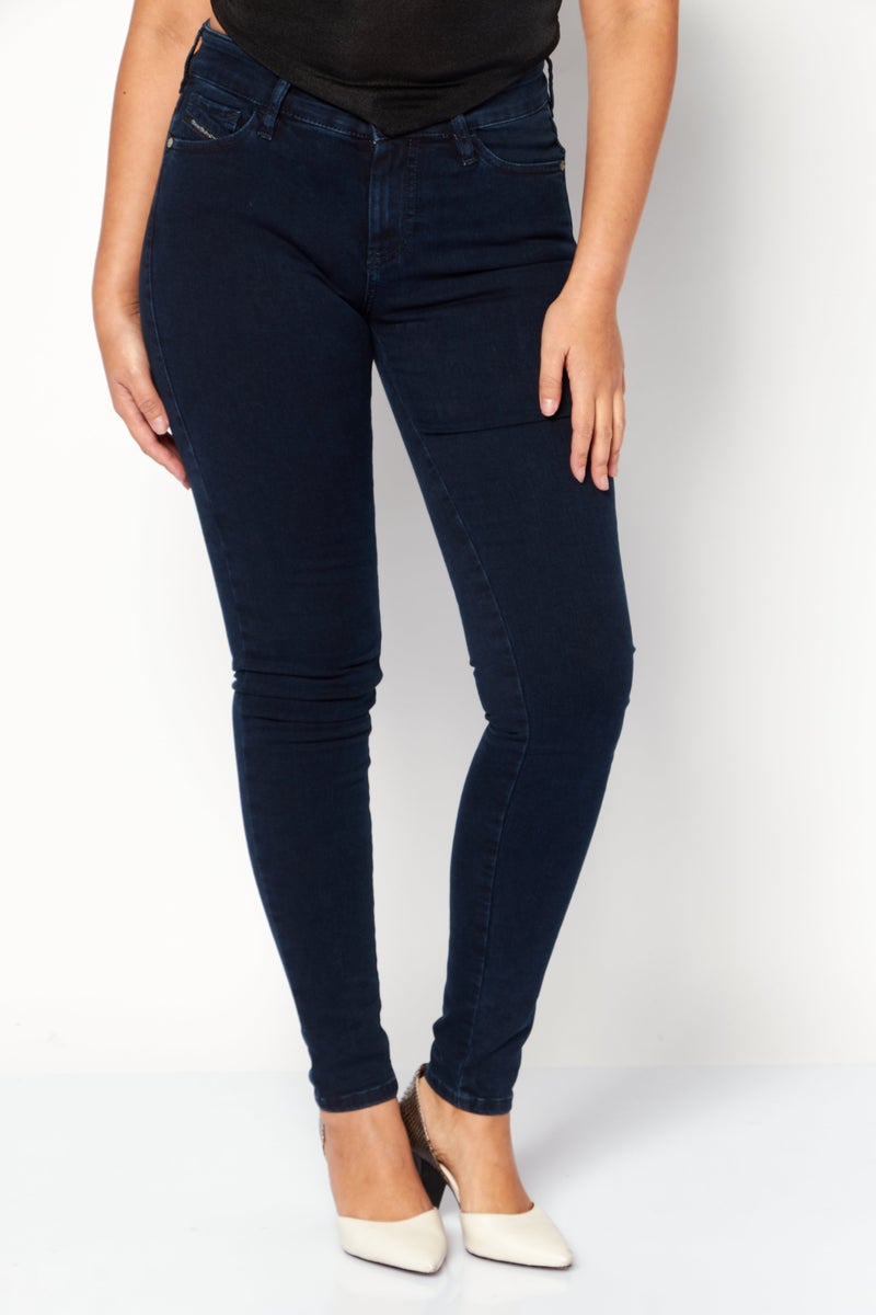 Women Super Slim Fit Dark Wash Non,Stretchable Denim Jeans, Dark Navy