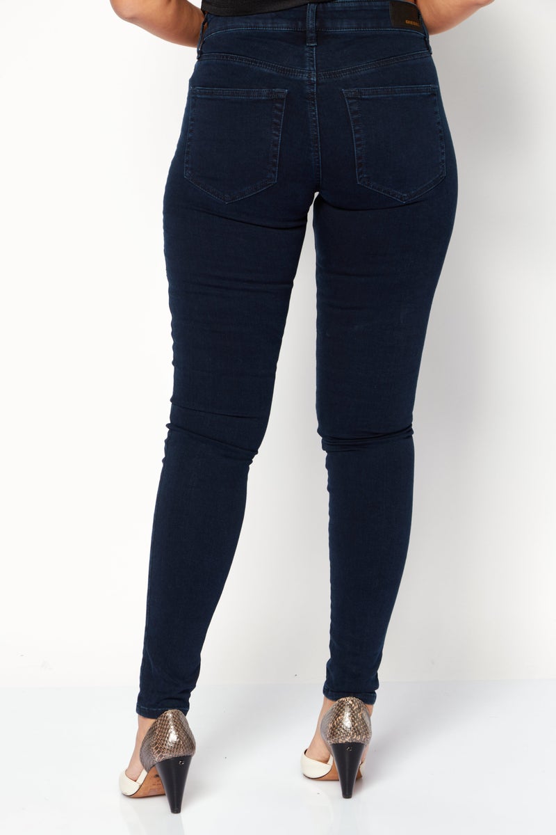 Women Super Slim Fit Dark Wash Non,Stretchable Denim Jeans, Dark Navy