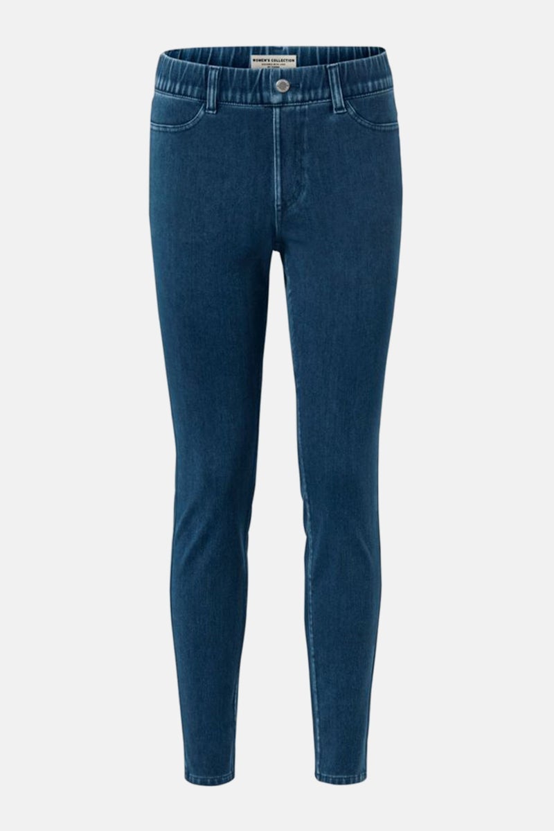 Women Skinny Fit Plain Stretchable Straight Leg Denim, Blue