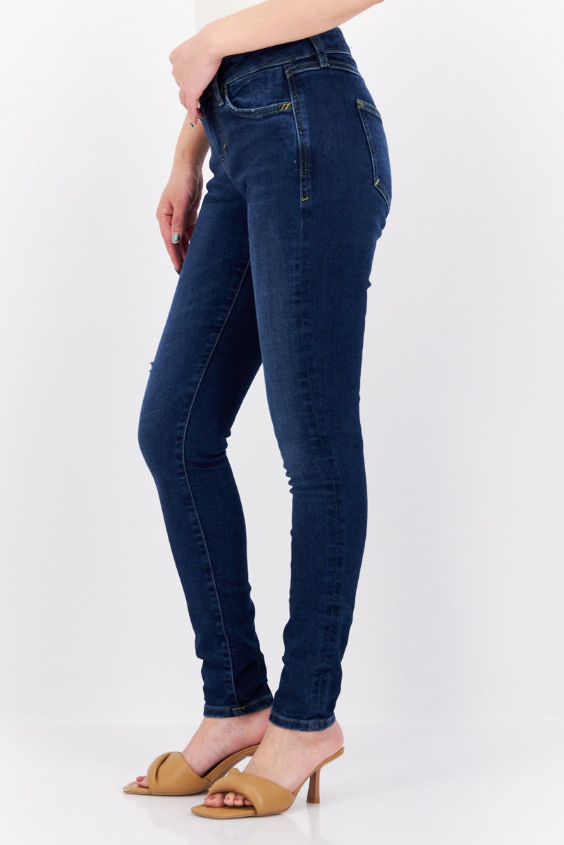 Women Skinny Fit Dark Wash Stretchable Jeans, Navy