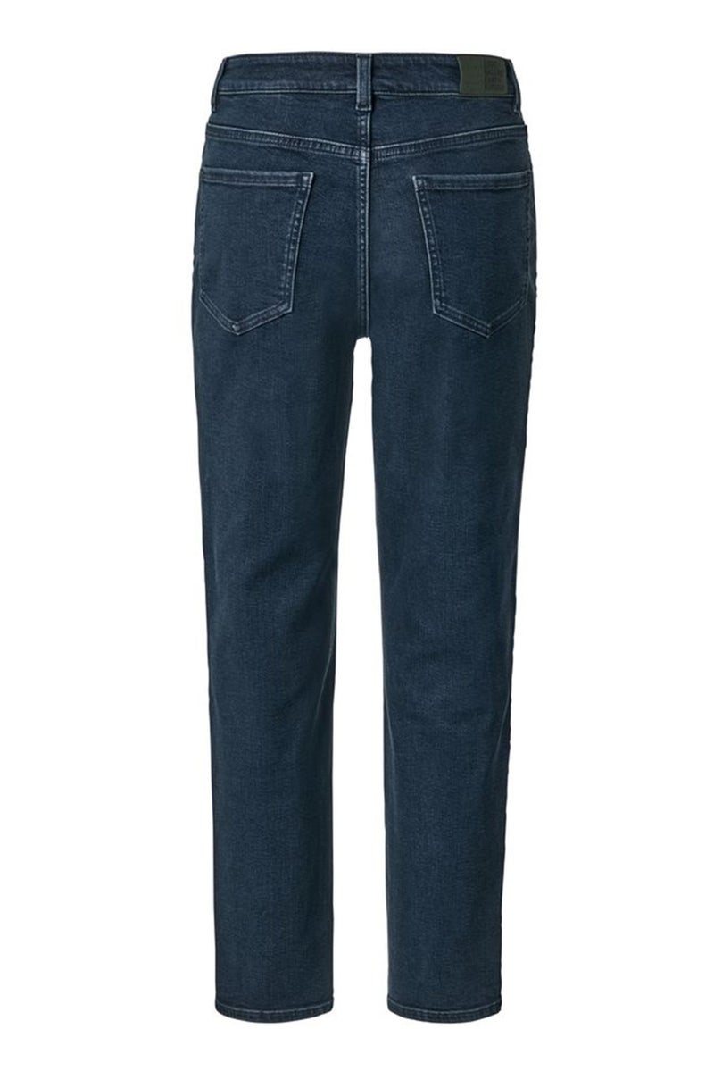 Women Tapered Fit Textured Stretchable Jeans, Navy
