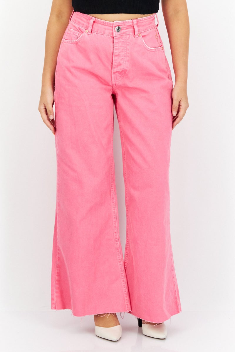 Women Petite Plain Non-Stretchable Jeans, Pink