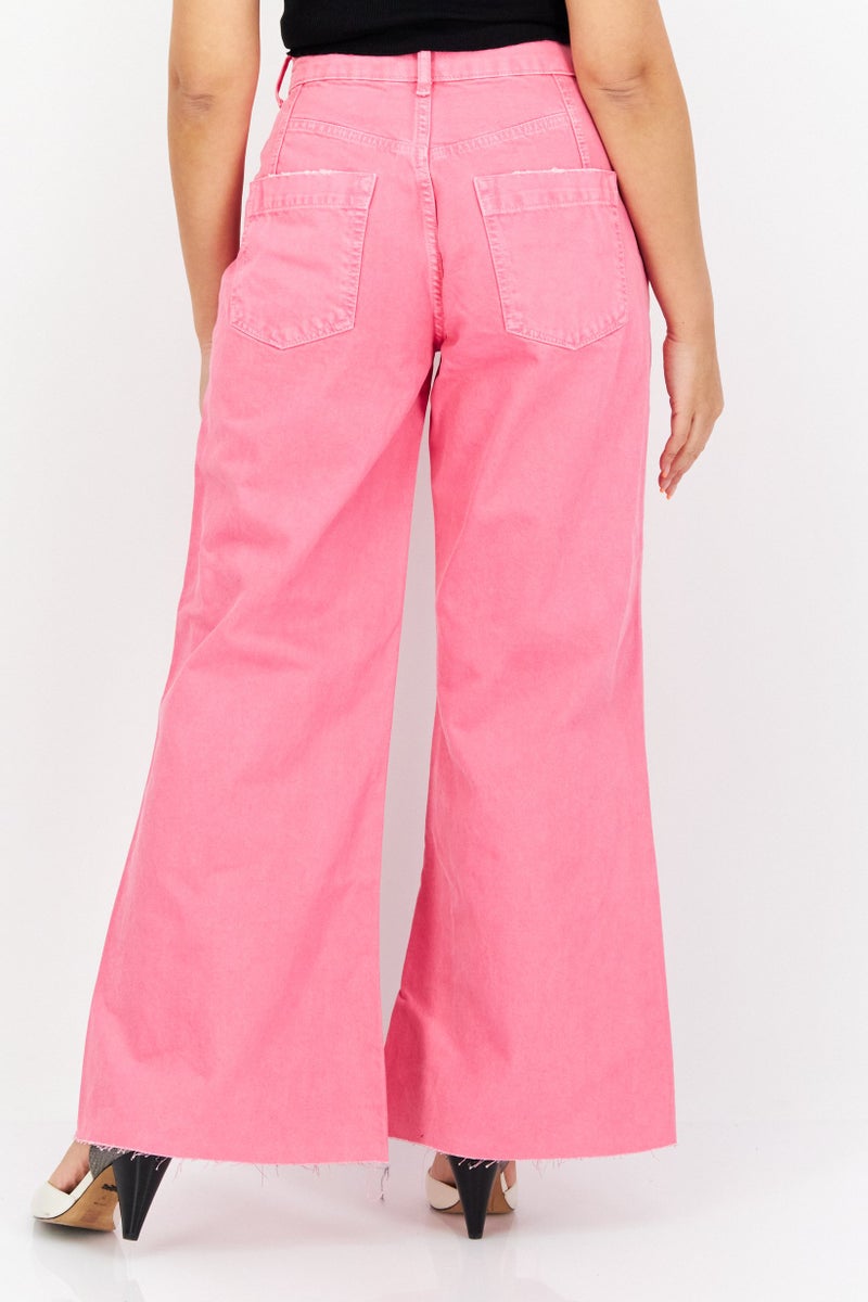 Women Petite Plain Non-Stretchable Jeans, Pink
