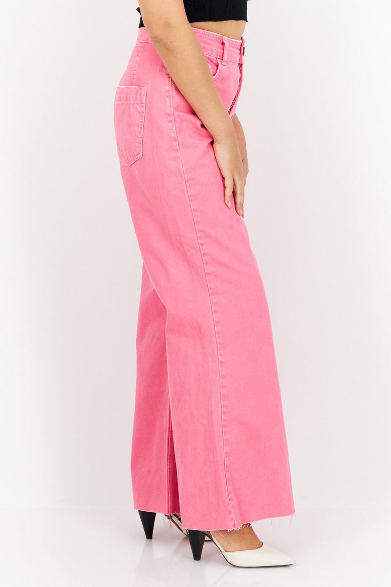 Women Petite Plain Non-Stretchable Jeans, Pink