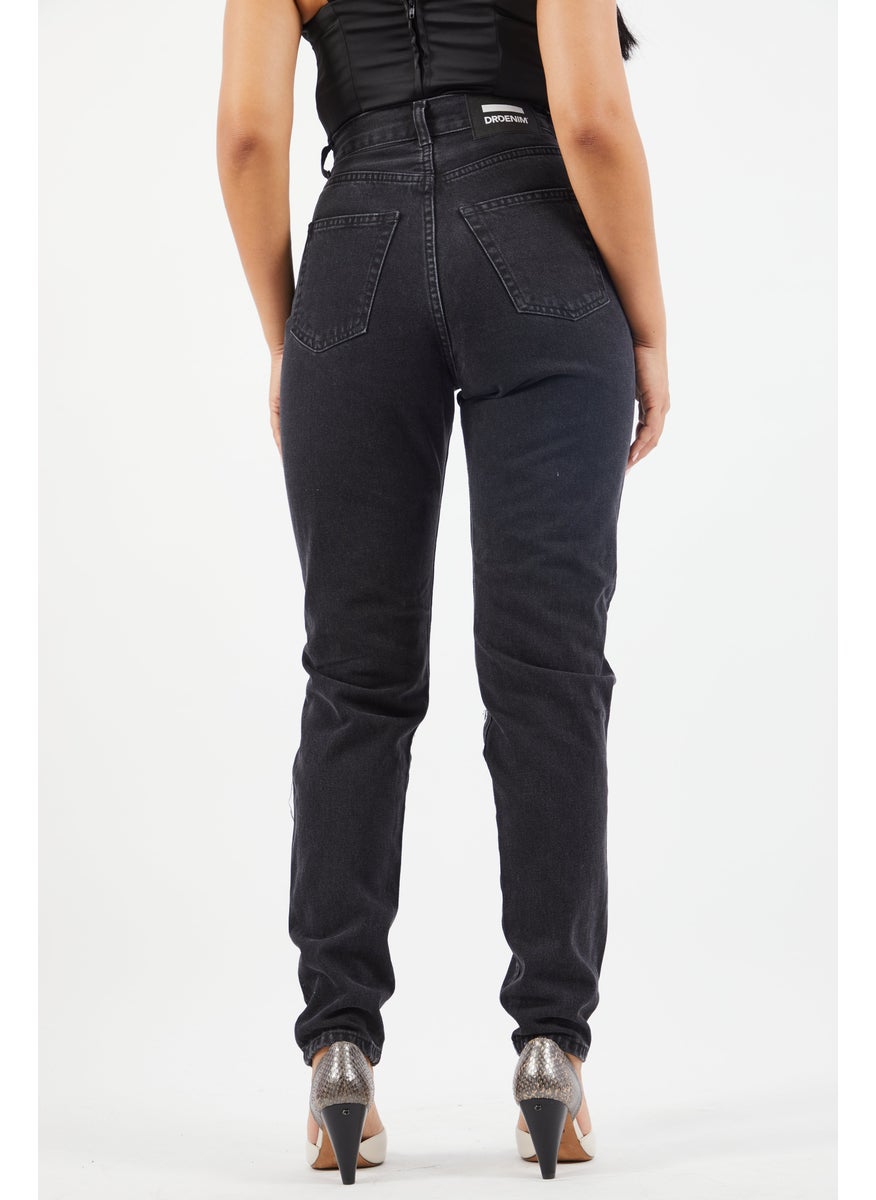 Women Regular Fit Washed Ripped Non Stretchable Jeans, Black