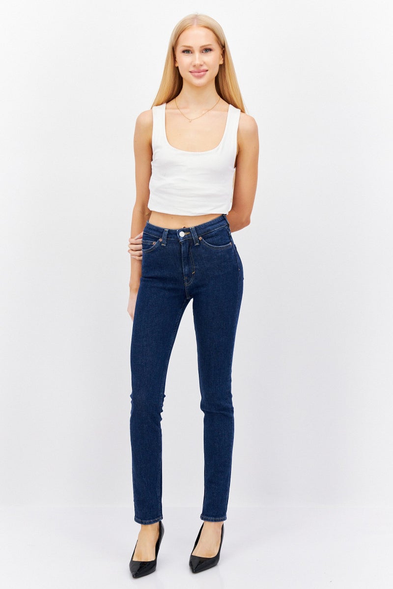 Women Slim Fit Washed Stretchable Denim Jeans, Blue