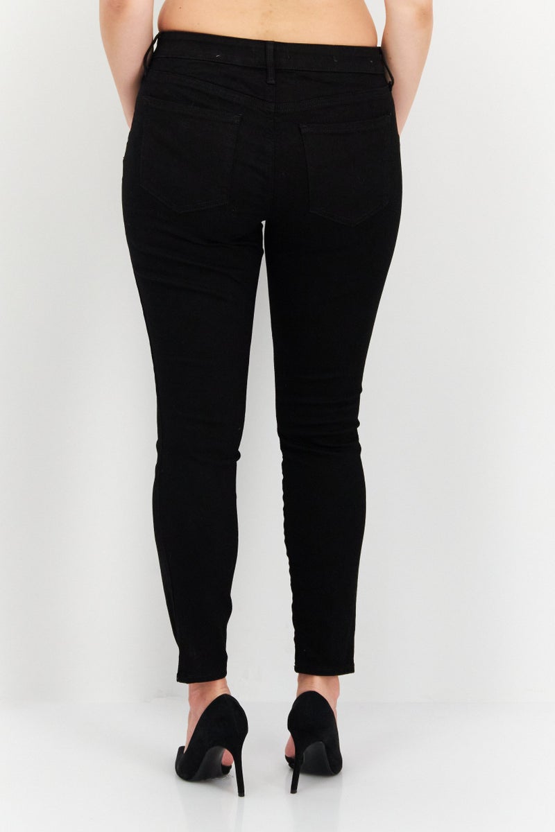 Women Petite Solid Stretchable Skinny Jeans, Black