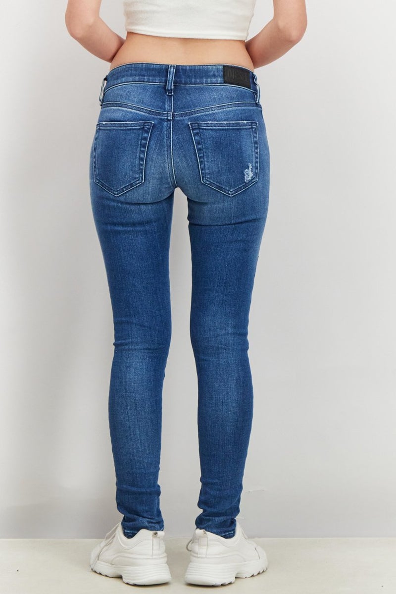 Women Skinny Fit Rip Stretchable Jeans, Blue