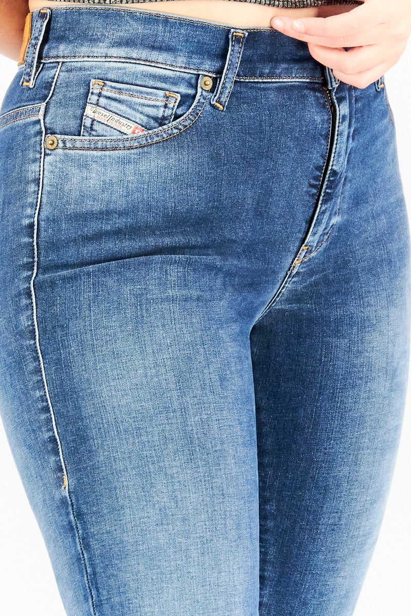 Women Super Skinny Regular Waist Washed Stretchable Denim Jeans, Blue