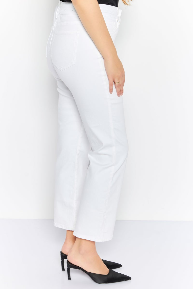 Women Regular Fit Straight Leg Ankle Denim Jeans, White