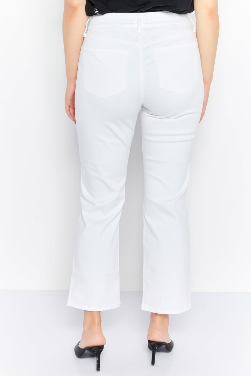 Women Regular Fit Straight Leg Ankle Denim Jeans, White