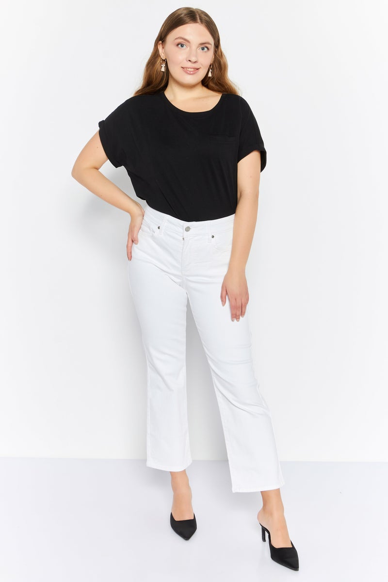 Women Regular Fit Straight Leg Ankle Denim Jeans, White