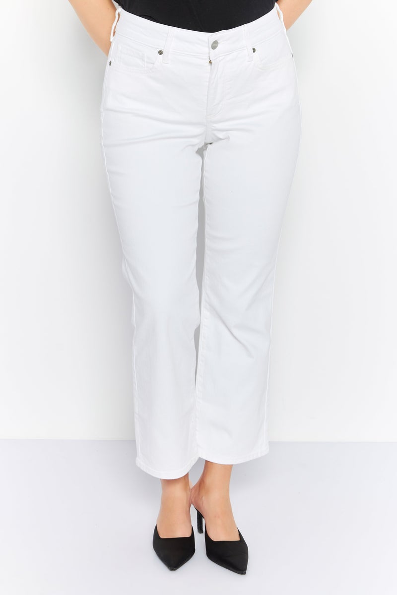 Women Regular Fit Straight Leg Ankle Denim Jeans, White