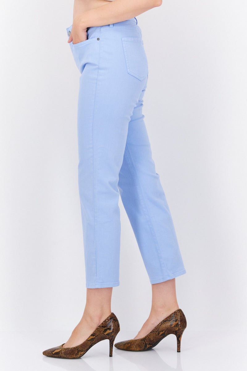 Women Straight Leg Ankle Denim Jeans, Blue