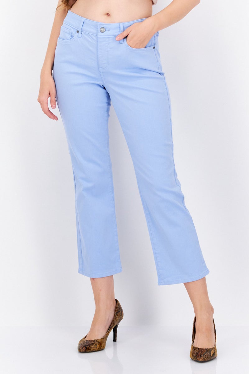 Women Straight Leg Ankle Denim Jeans, Blue
