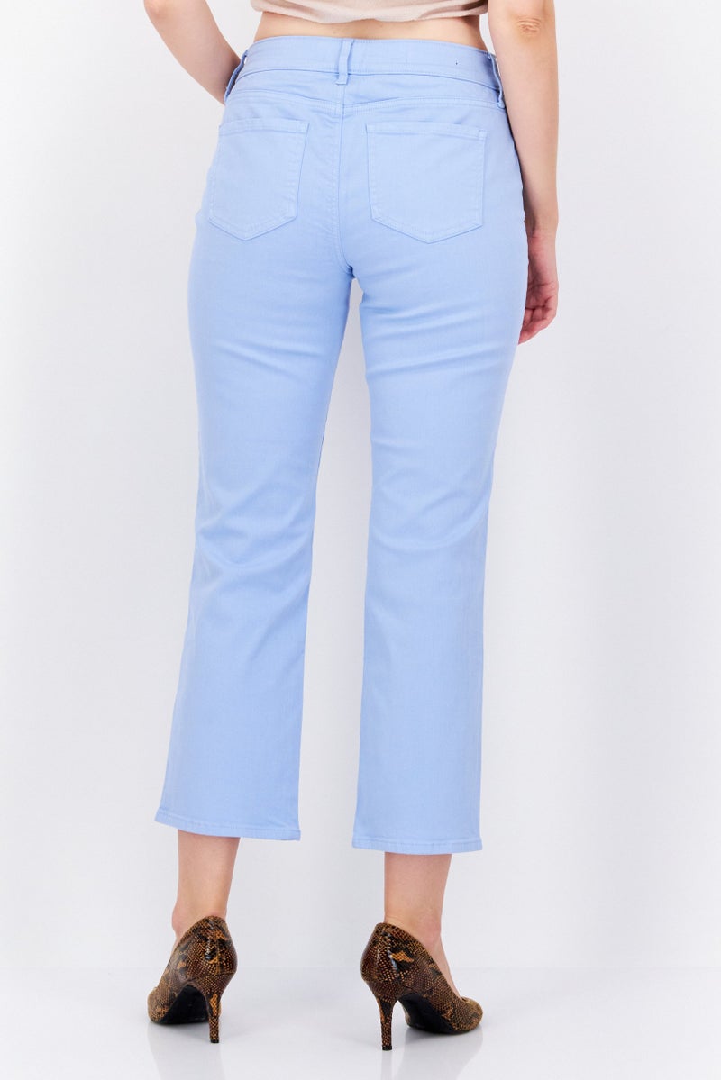 Women Straight Leg Ankle Denim Jeans, Blue