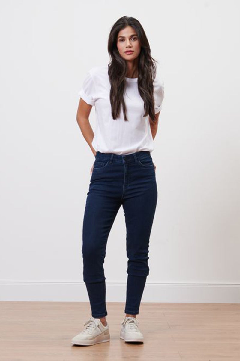 Women Skinny Fit Stretchable Ankle Length Jeans, Navy