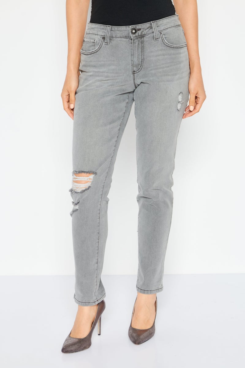 Women Straight Leg Non Stretchable Ankle Jeans, Grey