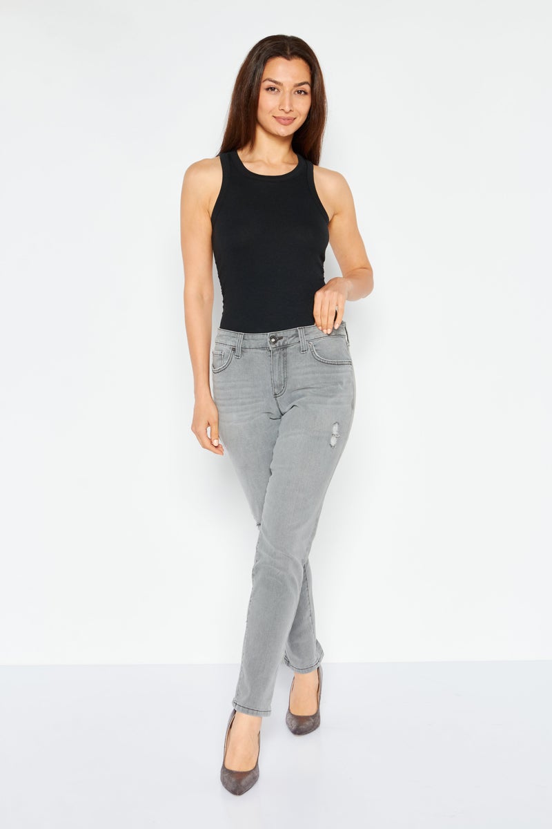 Women Straight Leg Non Stretchable Ankle Jeans, Grey