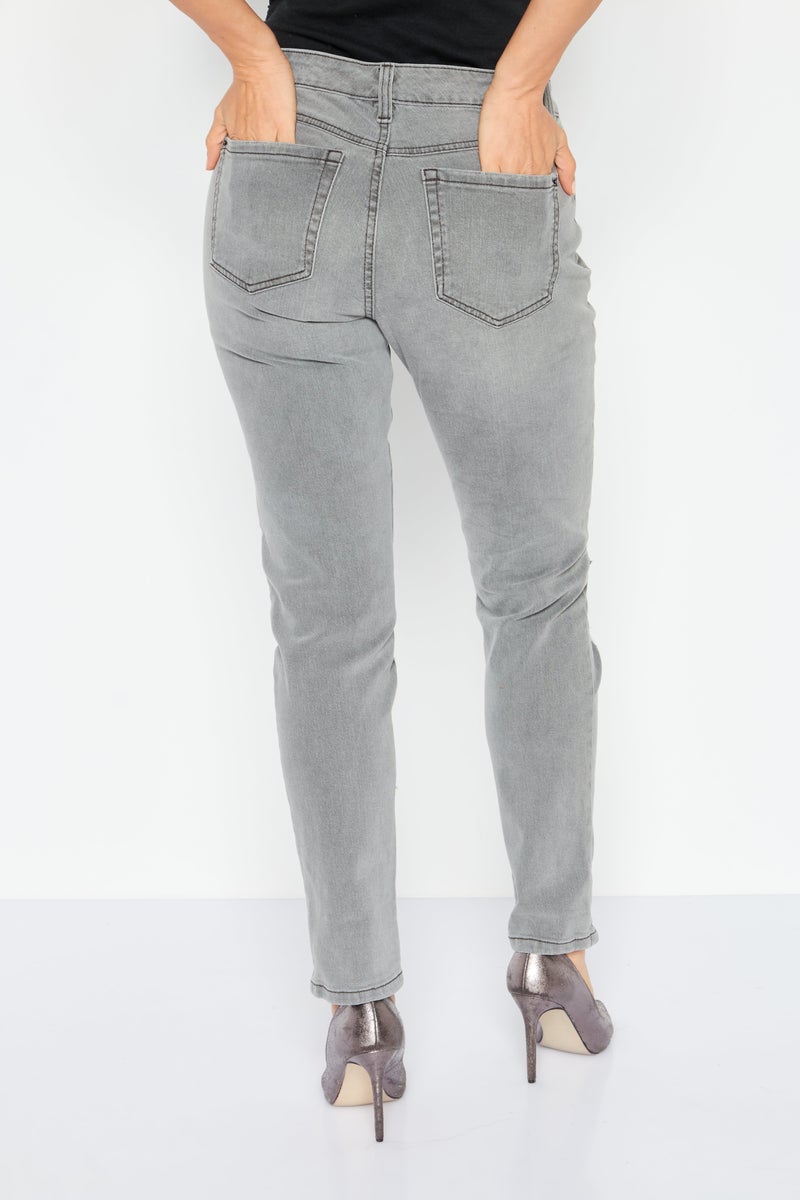 Women Straight Leg Non Stretchable Ankle Jeans, Grey