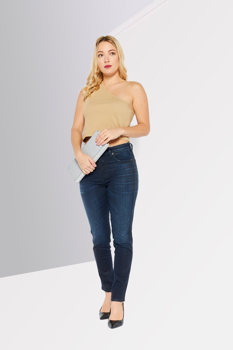 Women Slim Fit Plain Stretchable Denim, Blue