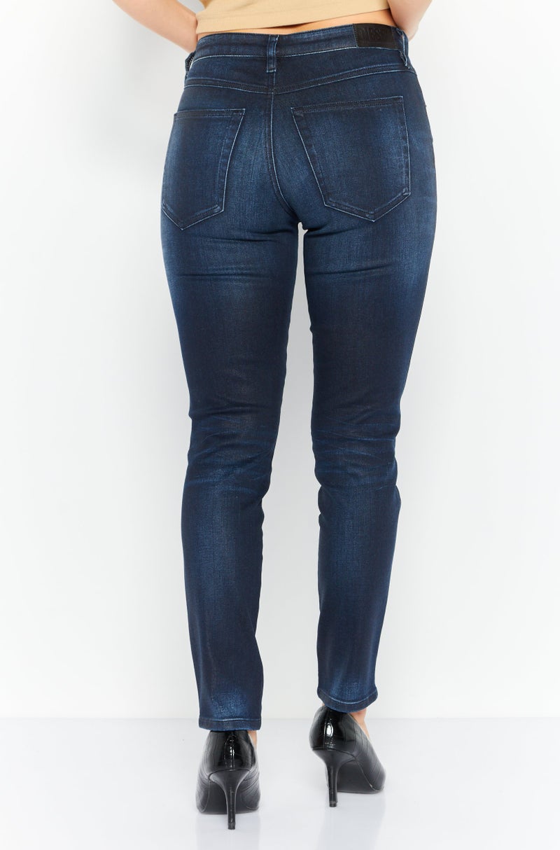 Women Slim Fit Plain Stretchable Denim, Blue