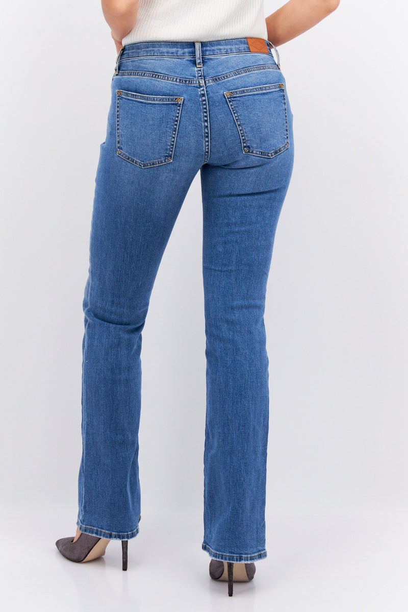 Women Bootcut Fit Ripped Stretchable Denim Jean, Washed Blue